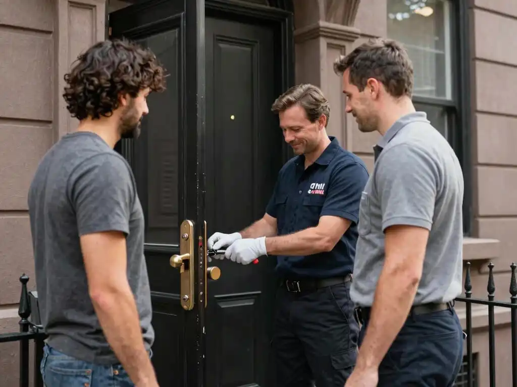 locksmith doing works while costumer is present in a residential home