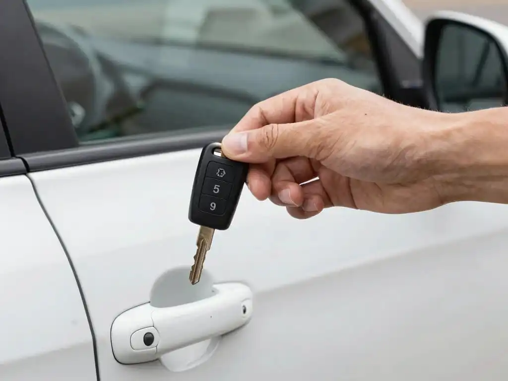 Licensed locksmith doing test on a Car Key Replacement in Brooklyn NY