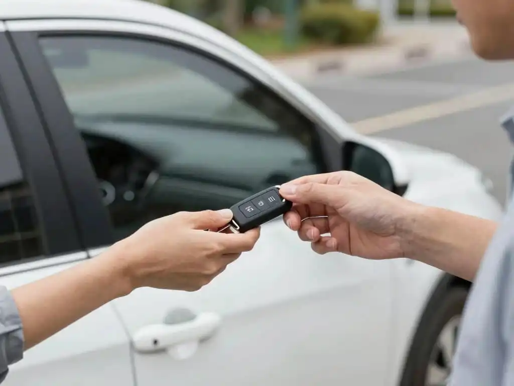 Licensed locksmith giving the key back to the customer after fix in Brooklyn NY